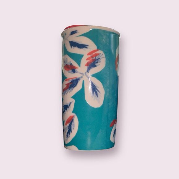Starbucks Mermaid Ceramic Travel Mug Floral‎ Siren Cup Tumbler 2016 Teal Coral - Picture 2 of 6